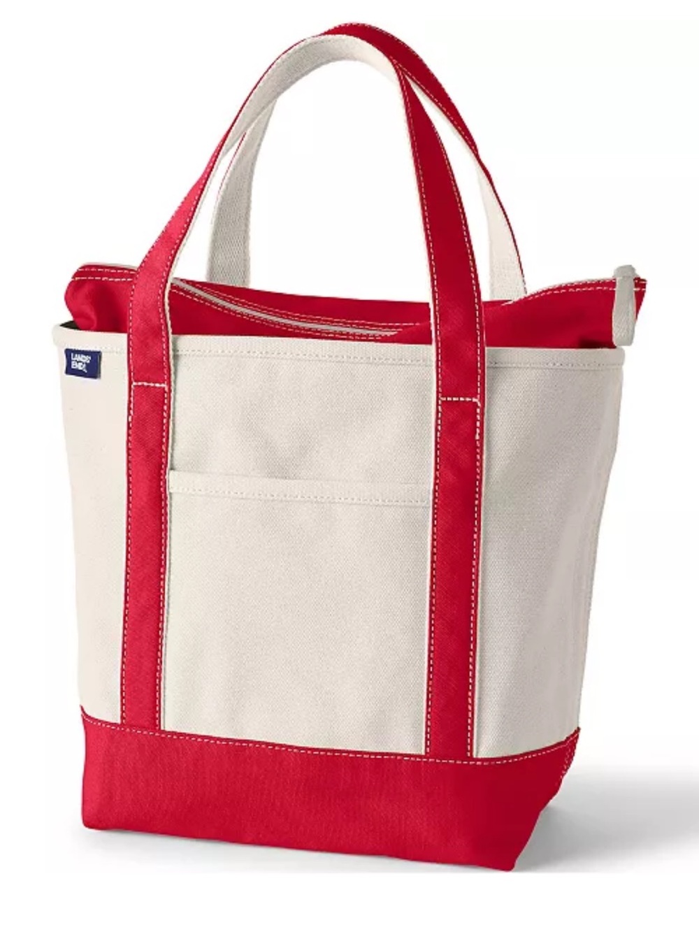 Lands’ End Medium 5 Pocket Zip Top Canvas Tote Bag